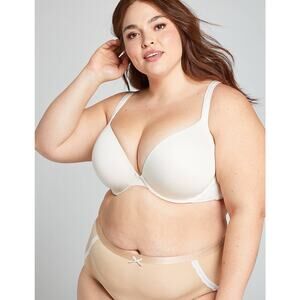 Cacique 40D Bra Boost Plunge Lined Padded Underwired White Full Coverage Women’s